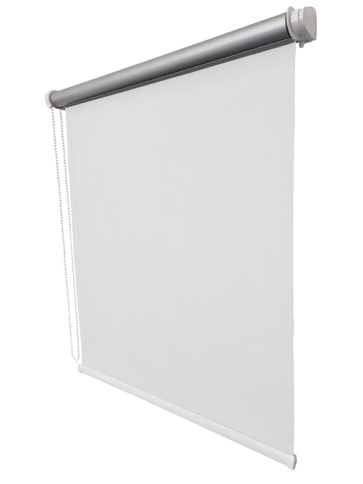 Verdunklungsrollo Thermo Rollo Fensterrollo lichtundurchlässig B80 x H180 cm Stoff Weiß, Verdunkelungsrollo Thermorollo Seitenzugrollo Kettenzugrollo Sonnenschutzrollo mit Bohren für Fenster