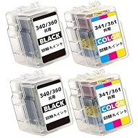 Amazon.co.jp: BC-360 /340共通 (BKブラック)2本 + BC-361 /341共通 (C