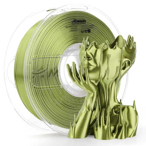 Image of AMOLEN Silk PLA 3D Printer Filament, Shiny Silk Bronze Green Metal Silk PLA Filament 1.75mm, High Speed 3D Printing PLA Filament for Most FDM 3D Printer, 1kg Spool(2.2lbs)