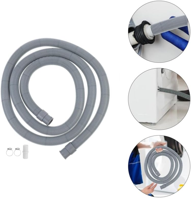 Generic Washing Machine Draining Hose Extension 78.74In Flexible Water Drain Pipe with Connector and Clamps for Dishwasher Washer Air Conditioner