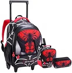 Kit Mochila Rodinha Infantil Menino 3 Peças Homem Aranha, Lancheira, Mochila, Estojo, Denlex