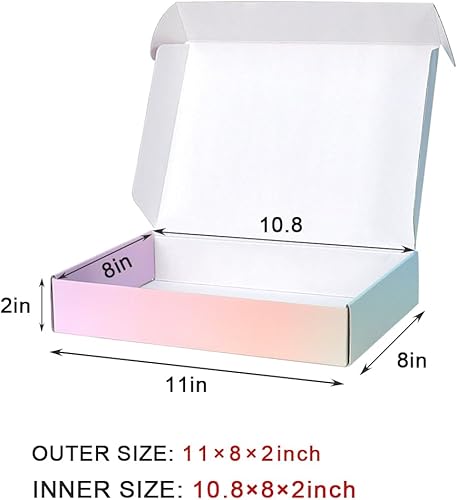 Miniatura 2 de Paquete de 20 cajas de envío de 11 x 8 x 2 pulgadas, cajas de envío para embalaje de pequeñas empresas, cajas de cartón corrugado medianas de color,