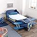 KidKraft Wooden Airplane Toddler Bed with Storage and Spinning Propeller - Blue