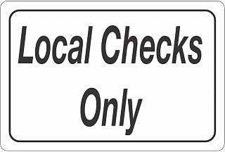 Local Checks Only Gas Station Decal, 2 x 3 Inches (8 Pack)