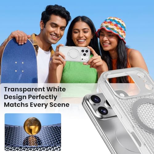 Image of ZORBES Compatible with iPhone17 Pro, TPU Fashion Honeycomb Clear Phone Case with Folding Metal Bracket, Magnetic Attracting Ring for Wireless Charging & Magnetic Car Mounts