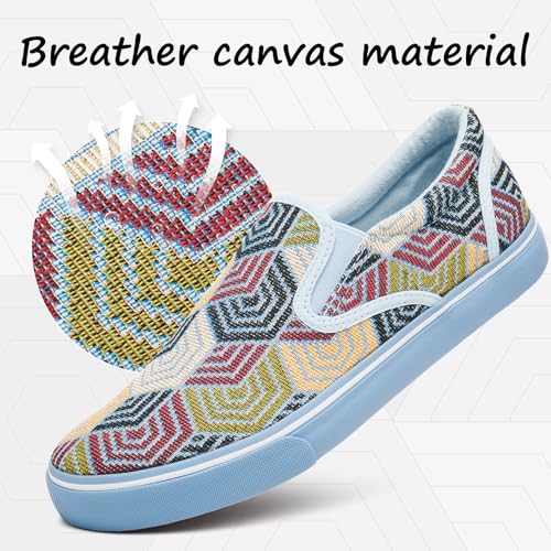 Image of yageyan Mens Slip on Sneakers Loafers Shoes Canvas Black Shoes Canvas Blue Casual Fashion Shoes