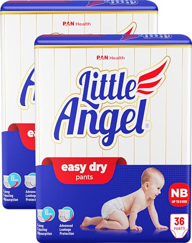 Image of Little Angel Easy Dry Pull-Up Diaper Pants For Unisex, With 12 Hrs Absorption New Born(Nb /Xs) Size, 72 Count, Up To 5 Kgs-New Born (36 Count, Pack of 6)