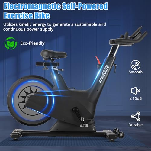 Image of Exercise Bike for Home, Magnetic Exercise Bike w Self-Powered System, 350LB Capacity Indoor Fitness Cycling Bike 32-Level Adjustable Magentic Resistance, Stationary Bike with Tablet Holder