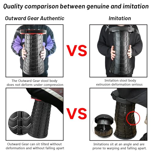 Image of Outward Gear Upgraded Folding Stool Heavy Duty 550lbs Load Capacity Collapsible Portable Sturdy Telescopic Stool for Camping Travel Hiking (Red)