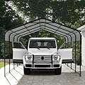 COEWSKE Metal Carport 12x20 FT Heavy Duty, Outdoor Steel Large Rv Car Ports Canopy with Galvanized Steel Roof and Frame, Car Shelter Protect from Sun and Heavy Snow for Pickup, Boat, Car and Tractors