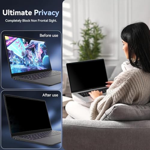 Image of NAXTON Privacy Screen Protector for 15.6 inch Laptops (16:9 Aspect Ratio) | Full Cover Fix Type Film - Anti Blue Light, Anti Glare, Bubble-Free Protection against Eye Strain & Scratches (Not Tempered Glass)