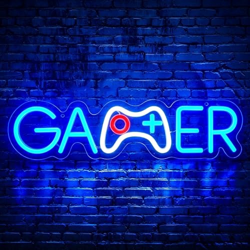 Image of Gamer Neon Sign for Wall Decor Light Up Sign Led Signs for Game Room Party Home Wall Decor USB Powered