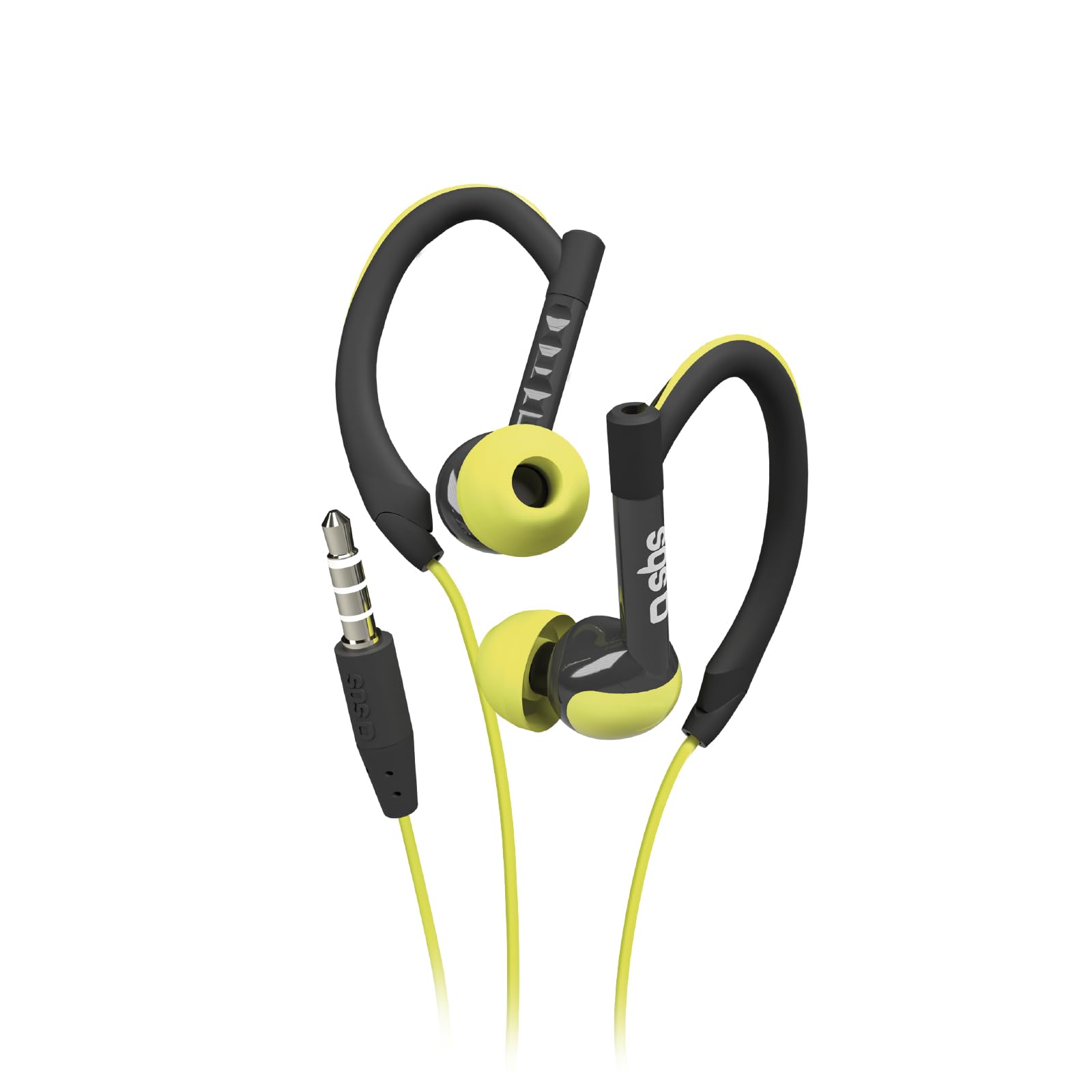SBS Auricolare in-​Ear con conettore Jack 3.5mm, Archetti per le Orecchie, Microfono e Tasto di Risposta, giallo e nero