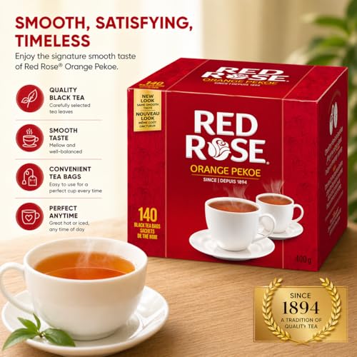 Red Rose Orange Pekoe Black Tea, 140 Tea Bags, from Canada