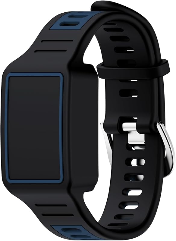 for Amazfit Helio Fitness Tracker Silicone Strap,Replacement Strap Compatible with Amazfit Helio Fitness Tracker,Soft Lighweight Scratch-Proof Replacement Strap Accessories (Black Deep Blue)