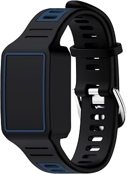 for Amazfit Helio Fitness Tracker Silicone Strap,Replacement Strap Compatible with Amazfit Helio Fitness Tracker,Soft Lighweight Scratch-Proof Replacement Strap Accessories Black Deep Blue