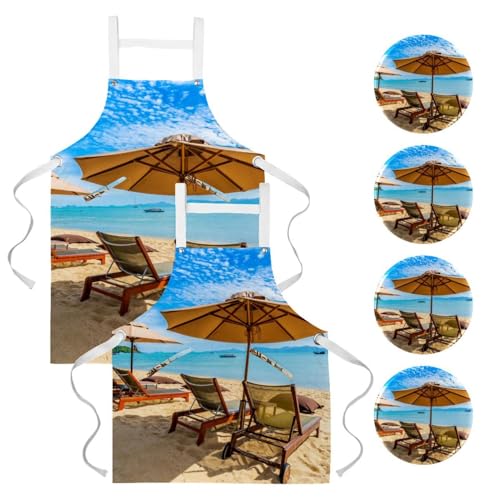 Tablier de cuisine lot de 2 anti-taches pour le travail en restaurant