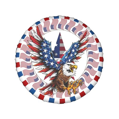 Image of American Flag Eagle July 4th Spare Tire Cover Waterproof Sun Protection Fit for Trailers, Rv, SUV, Off-Road Vehicle, Camper, and Trucks Wheel Cover 16 Inches