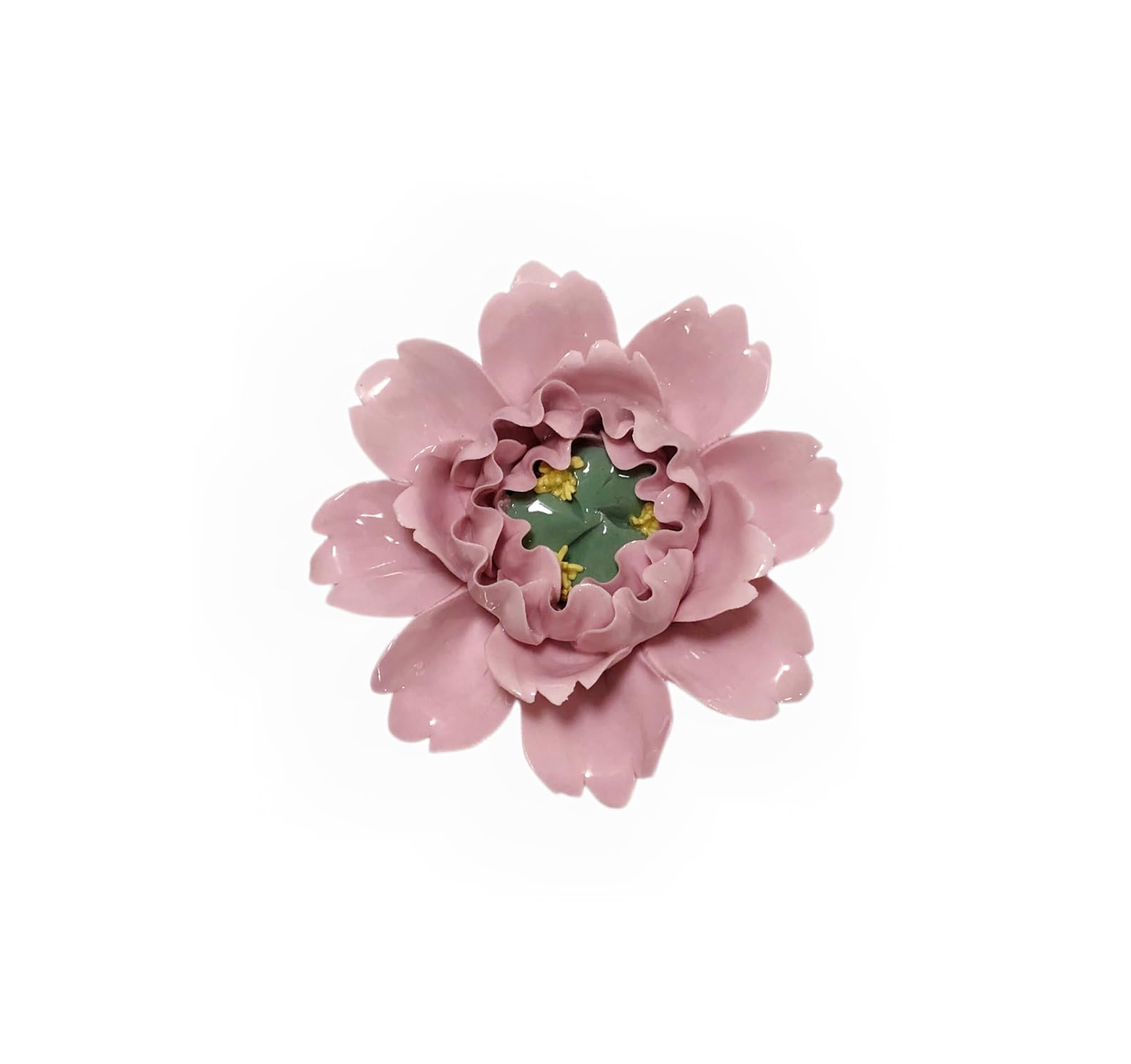 Ceramic Flower Wall Art, Artificial Flower Wall Sculpture，Handcrafted 3D Hanging Porcelain Flowers ,3D Wall Hanging Decor ,Porcelain Flower Wall Décor for Home，Hallway，Kitchen，Office (Pink,Peony, 4.72