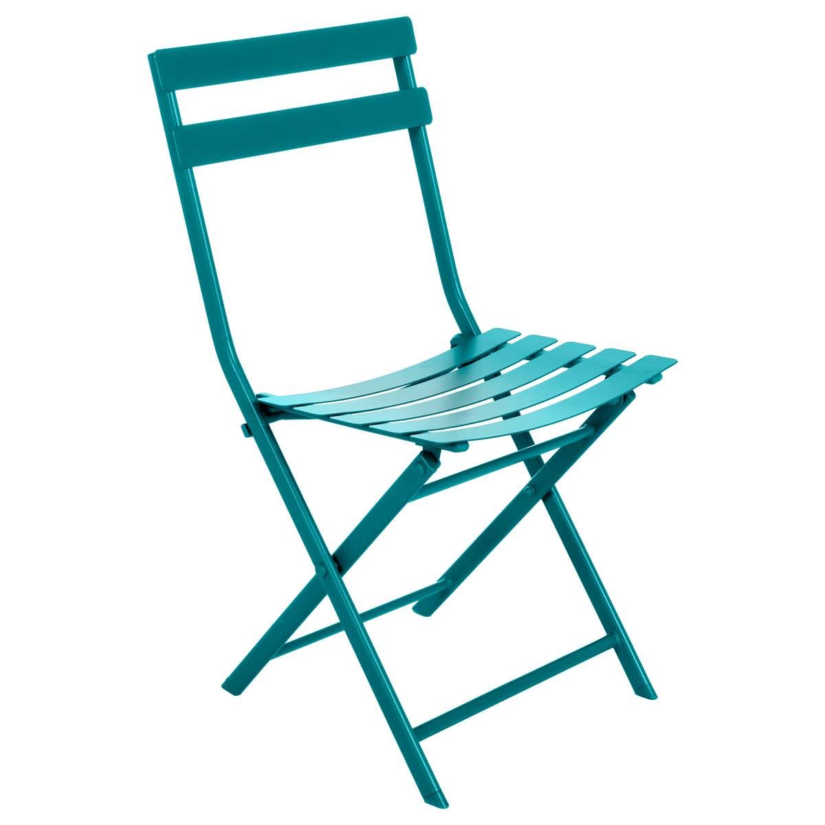 Hespéride - Chaise de Jardin Pliante Greensboro Bleu Canard - Acier Traité Epoxy Traitement - Dim 50 x 42 x 81 cm - Meuble d'Extérieur Pliable