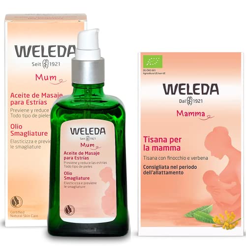 Weleda - PACCHETTO MAMMA 2 - Olio Smagliature 9 Mesi - 100 ml + Tisana per la Mamma - 20 Bustino in filtro - Smagliature, gravidanza, parto, allattamento + in OMAGGIO 2 Tisane Funzionali Viropa