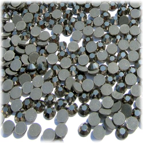 The Crafts Outlet 144-pc Iron On Heat induced Glue, Glass Rhinestones, 6mm (30ss) Medium - Charcoal Gray (Jet Hematite)