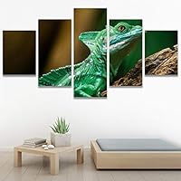 SIGNWIN 5 Panel Canvas Wall Art Alligators Closeup Dramatic Expressionism Hallway Minimalist Multicolor for Home Decorations Ready to Hang - 60