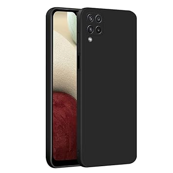 LIRAMARK Silicone Soft Back Cover Case for Samsung Galaxy A12 / M12 / F12 (Black) - image, photos