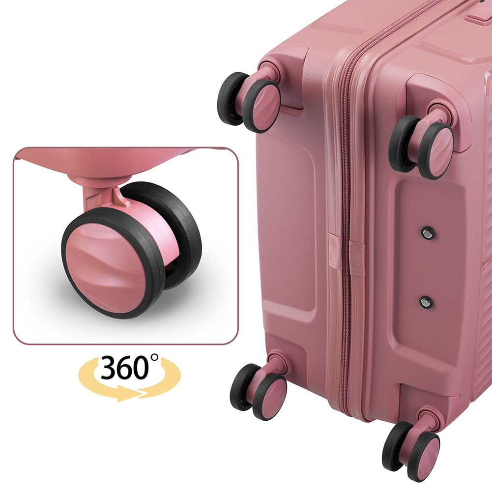 Set 3 Valigie Rigide in ABS 90L - 59L -38L con Ruote Silenziose Easy Roll Girevoli a 360°, Valigia Ultraleggera con Chiusura a Combinazione Rinforzata, Manico Telescopico Ergonomico (Rosa)