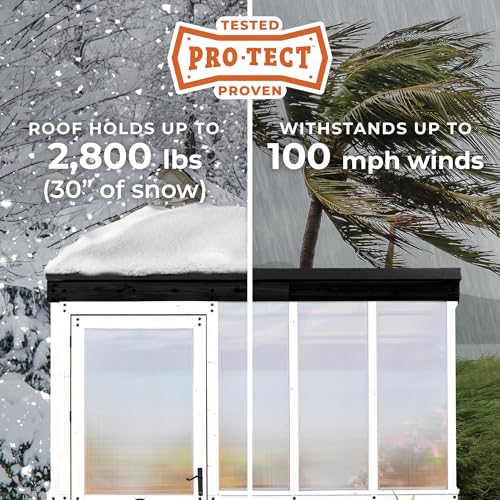 Image of Backyard Discovery Willow 9' x 6' White Cedar Wood and Polycarbonate Walk-in Greenhouse Kit with Exhaust Fan, Windows, Hose Hook-Ups, PowerPort, Staging Shelves for Year-Round Outdoor Gardening