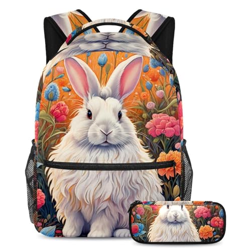 Sac d'école lapin coloré pour filles et garçons avec sa trousse assortie