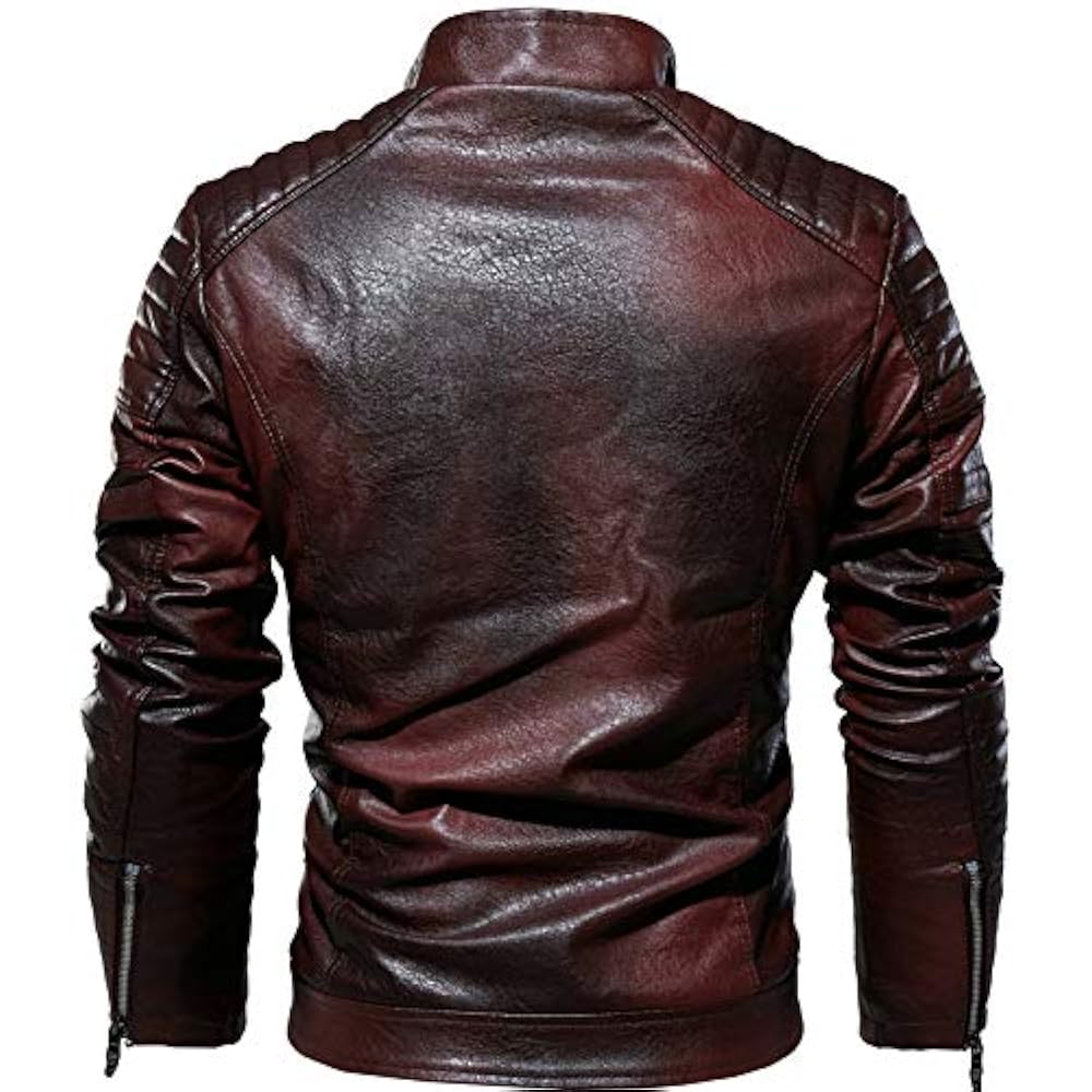 BO KATIE·SETH Mens Fashion Leather Jacket Winter Outdoor Men