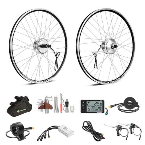 SHIMOST Kit de conversión para bicicleta eléctrica de 27,5 pulgadas, 350 W, color plateado, motor trasero para bicicleta con controlador, LCD, sensor de pedal, acelerador de pulgar (350 W plata motor