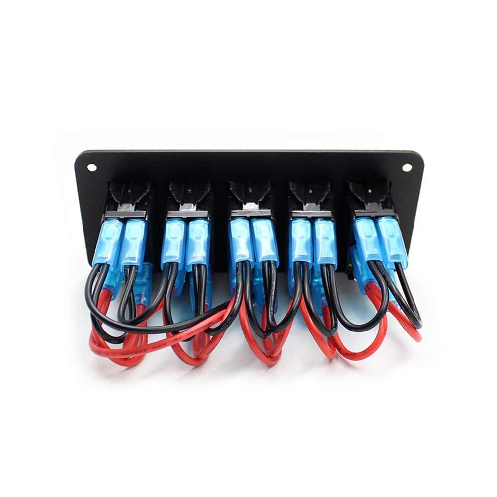 Marine Multi-Function 5 Switch Panel Suitable for Boats Yachts Motorcycles Fishing Vessels DC12-24V Blue Illumination