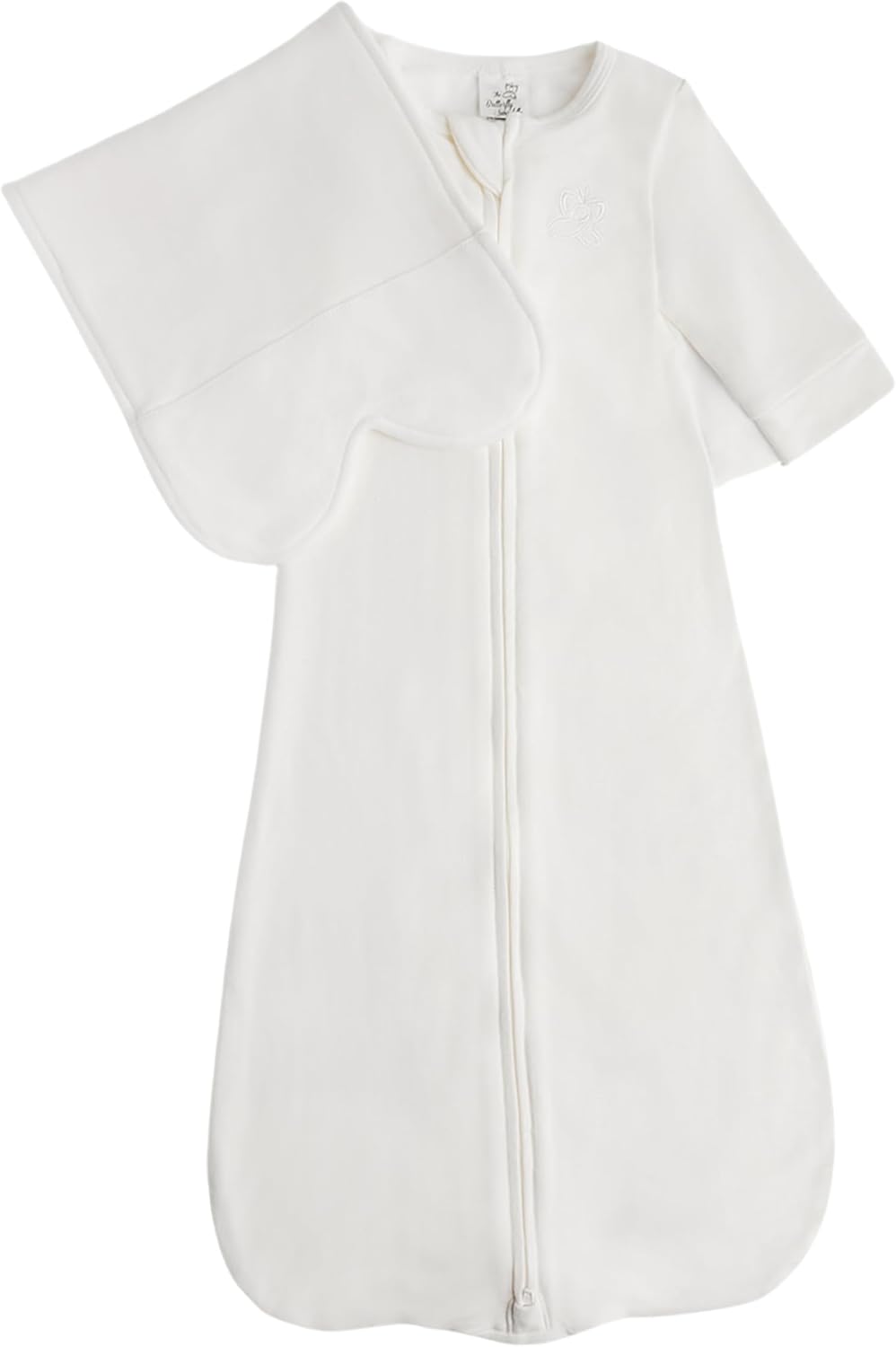 The Butterfly Swaddle Organic Cotton Blend, All-in-One Butterfly Wing Sleep Sack Transitional Training System for Newborn Infant Baby with Wash Bag, Large (12-17 lbs), Ivory White