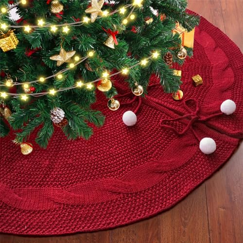 Red-Knitted-Christmas-Tree-Skirt48-Inches-Large-Xmas-Tree-SkirtCable-Knit-Thick-Christmas-Tree-DecorationsXmas-Tree-Mat-for-Christmas-Holiday-Decor-Home-Party-Farmhouse-Decorations Red Knitted Christmas Tree Skirt48 Inches Large Xmas Tree SkirtCable Knit Thick Christmas Tree DecorationsXmas Tree Mat for Christmas Holiday Decor Home Party Farmhouse Decorations
