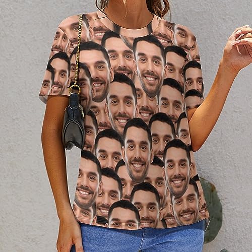Custom Women's T-Shirt with Faces Galaxy Personalized Print Short Sleeve Shirts3