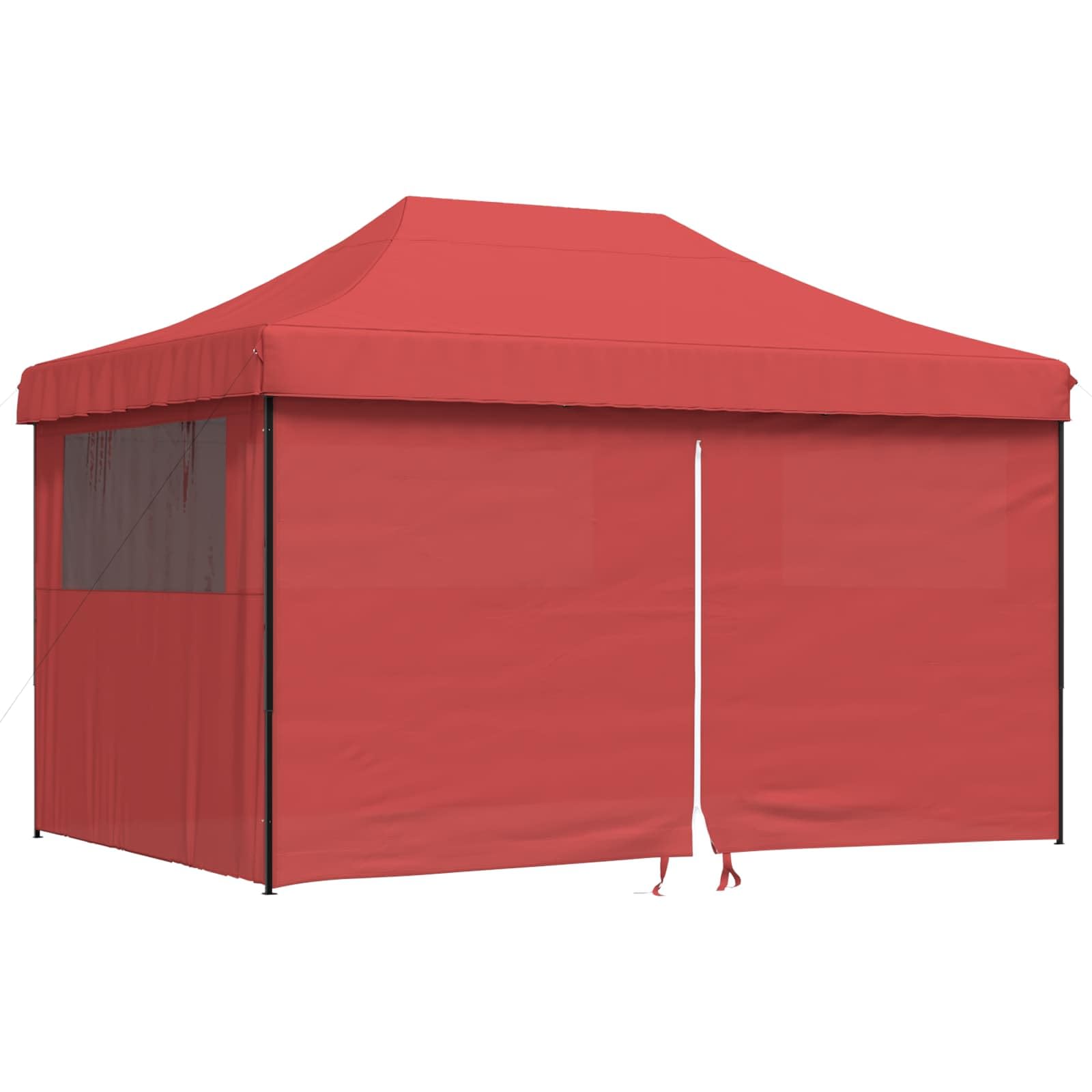 Składany namiot imprezowy typu pop-up, 440 x 292 x 315 cm, namiot ogrodowy z 4 częściami bocznymi, pawilon na wesela i imprezy, burgundowy