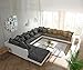 Produktbild DELIFE Couch Clovis XXL Weiss Schwarz mit Hocker Ottomane Rechts Wohnlandschaft