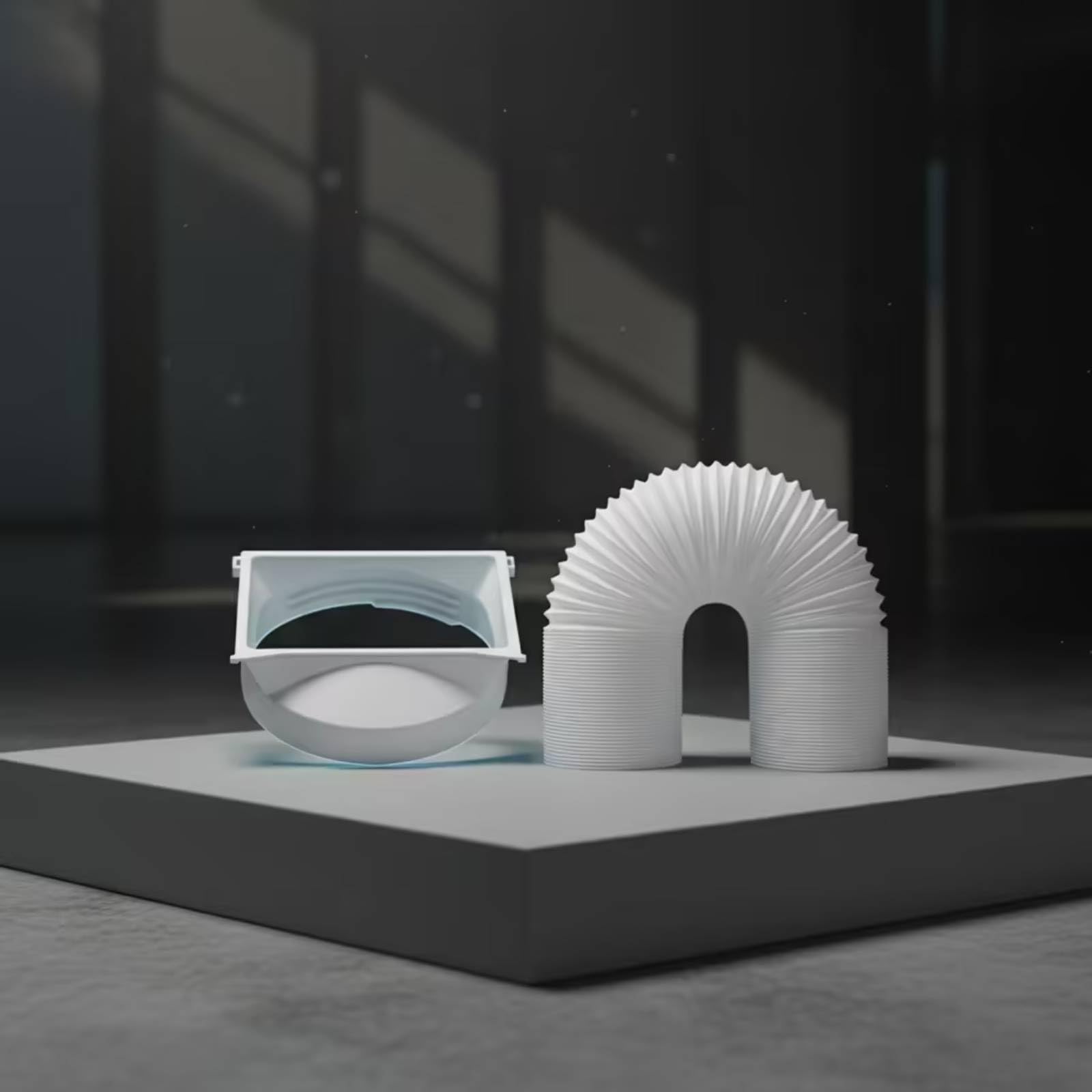 Abluftschlauch mit Adapter gerippt Abluftschlauchadapter weiß Flachmund-Adapter für Klimaanlage, Fensterabdichtung, 1,5 Meter