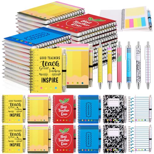 Lot de 48 carnets de notes inspirants et stylos pour cadeau enseignant