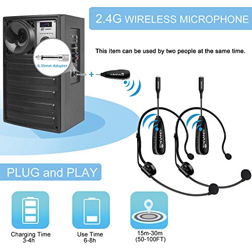 KIMAFUN Drahtloses Mikrofonsystem für 2 Personen, 2.4G Dual Wireless Headset und Lavalier Revers-Mikrofone Ideal für… - Image 3