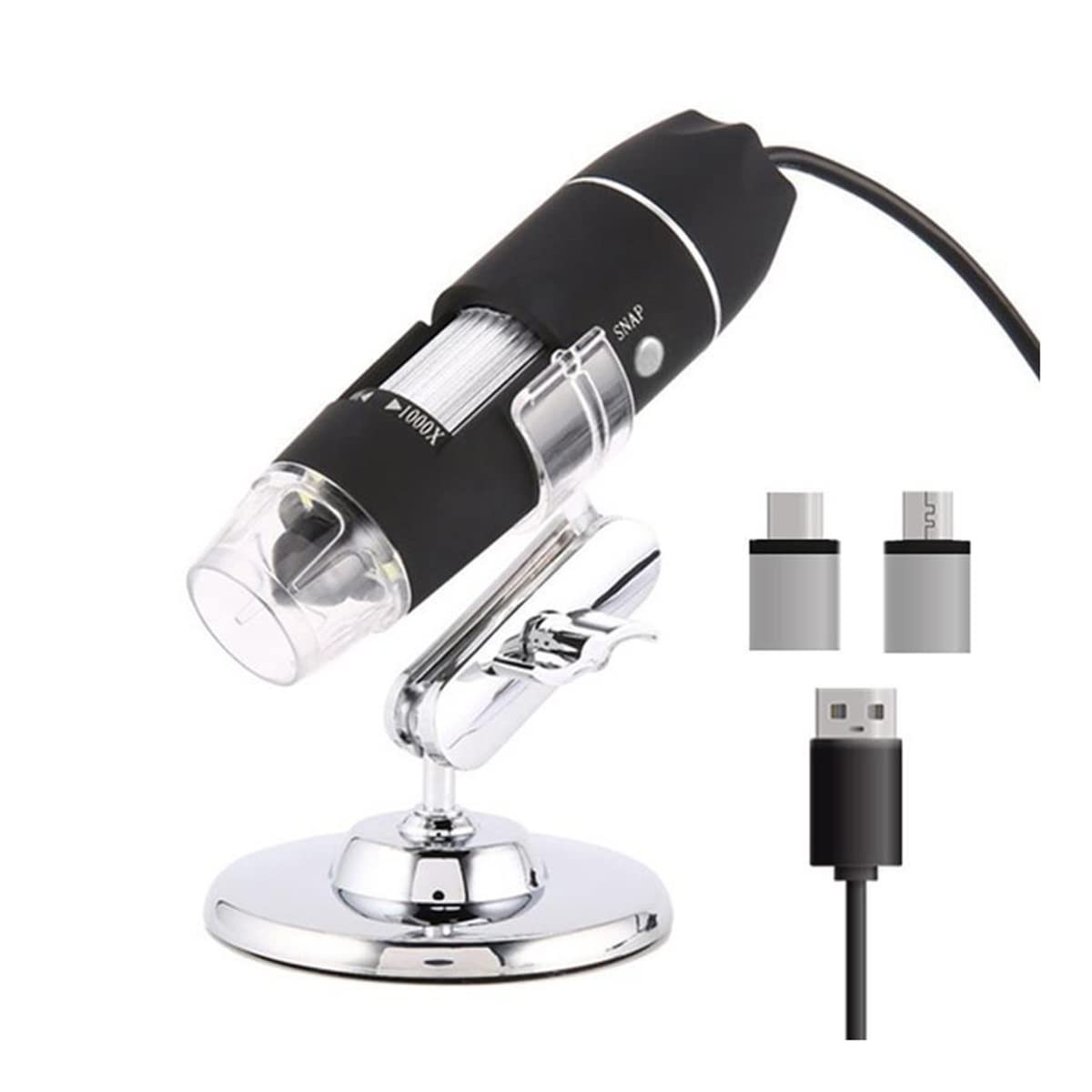 Microscope Adjustable 1600X LED Digital Microscope Camera USB/Type-C/Micro Zoom Magnifier(3 in 1 500X)