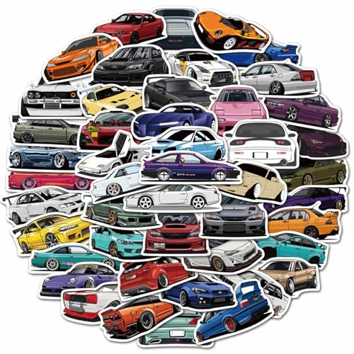 100 Pcs Sports Race Car Sticker Pack for Kids Car Stickers for Bedroom Desk Water Bottles Laptop Skateboard Luggage Computer Moto Bike Vinyl Waterproof Stickers for Teens Children Adult