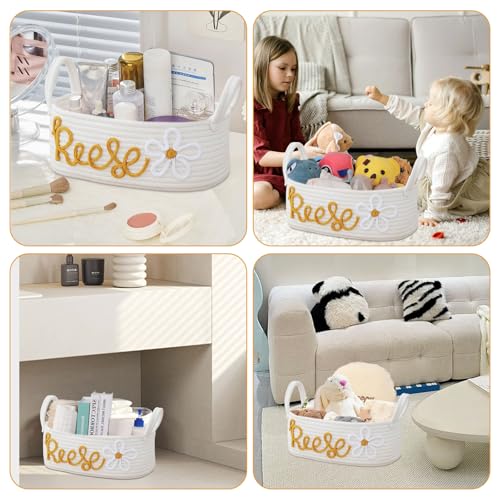 Baby-Geschenkkorb, Aufbewahrungskorb Geflochten Personalisierte Baby Windel Geflochtene Aufbewahrungskörbe, Aufbewahrungskorb für Babyspielzeug und Kleidung Caddy Organizer Geschenkkorb