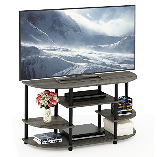 Furinno JAYA Simple Design Corner TV Stand, French Oak Grey/Black, 42.04 x 22.75 x 15.55 Inches by Furinno - Used condition - US$38.10