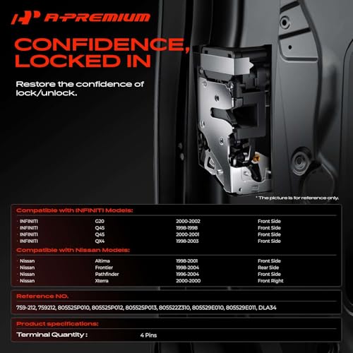 Image of A-Premium Door Lock Actuator Compatible with Nissan & Infiniti Vehicles - Altima 1998-2001, Frontier 1998-2004, Pathfinder 1996-2004, Xterra 2000, G20 2000-2002, Q45 1998 /2000-2001, QX4