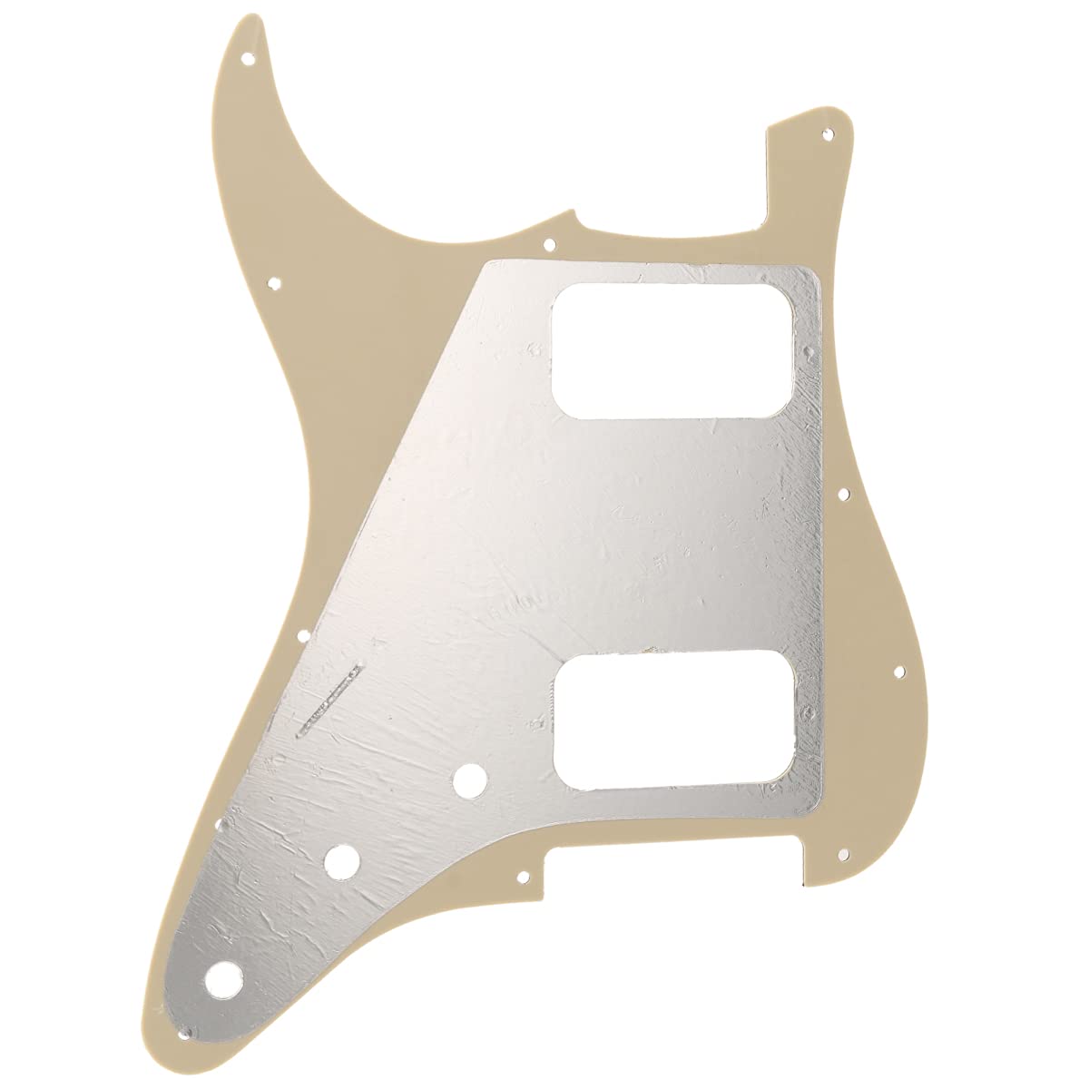 Musiclily Pro 11 Otworów Zaokrąglony Róg HH Pickguard Strat 2 Humbucker Maskownica do Gitary Elektrycznej American/Mexican Fender Standard Stratocaster, 4 warstwowy Aged White Pearl