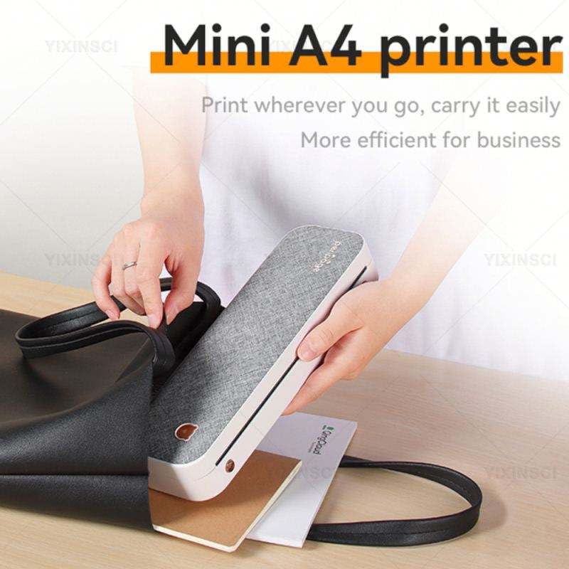 AJUK A4 Wireless Portable Mini Thermal Printer (1Year Warranty) Inkless Bluetooth Label Maker for Printing Labels, Photos, Notes, Barcode Compatible with Android, iOS, Windows - 203dpi 3