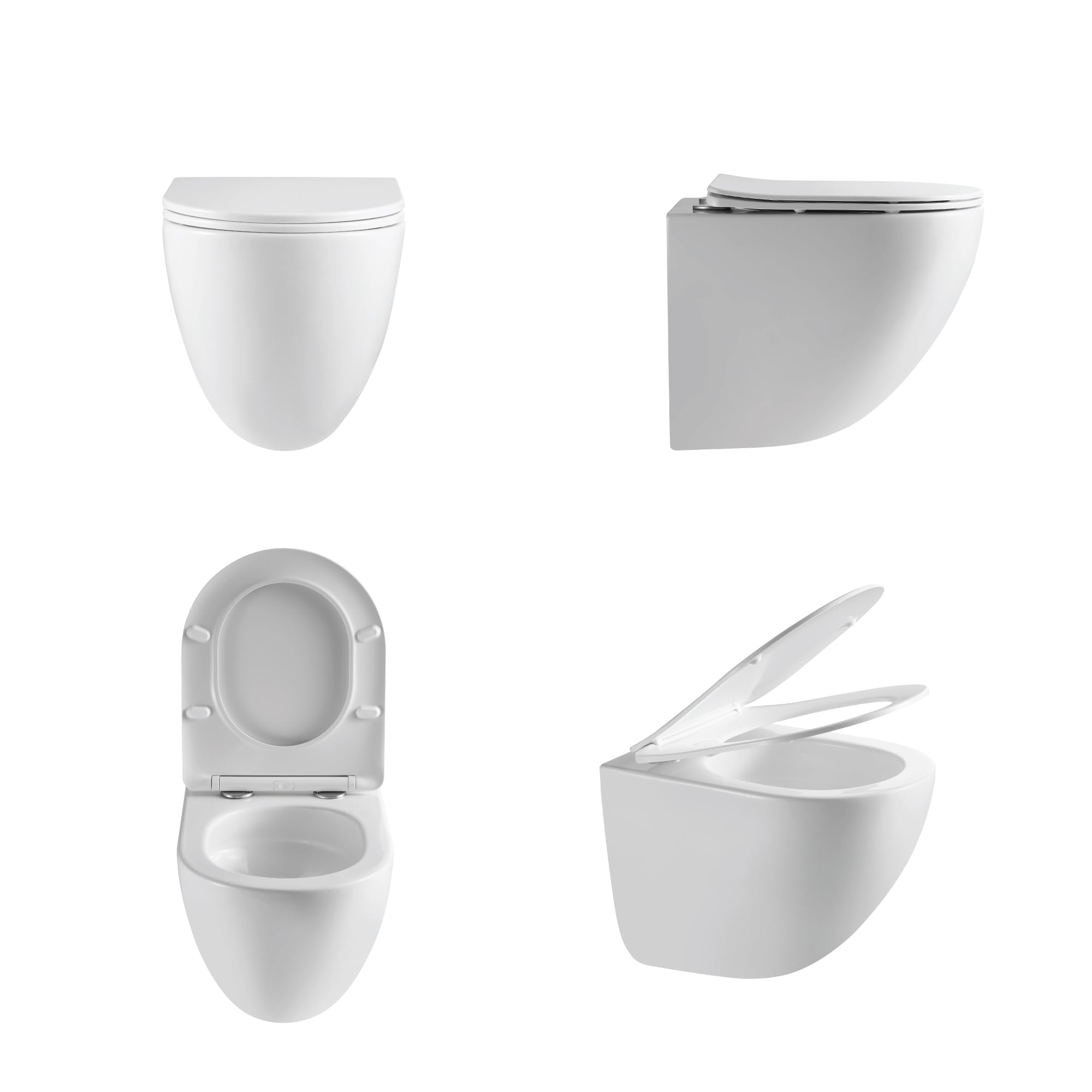HOGART WC Sospeso con Base Nascosta e Fissaggi Invisibili, Potente Sistema di Scarico Tornado Silenzioso ed Economico 3-4,5 L, Tazza in Ceramica Facile da Pulire, Sedile Soft-Close, Salvaspazio